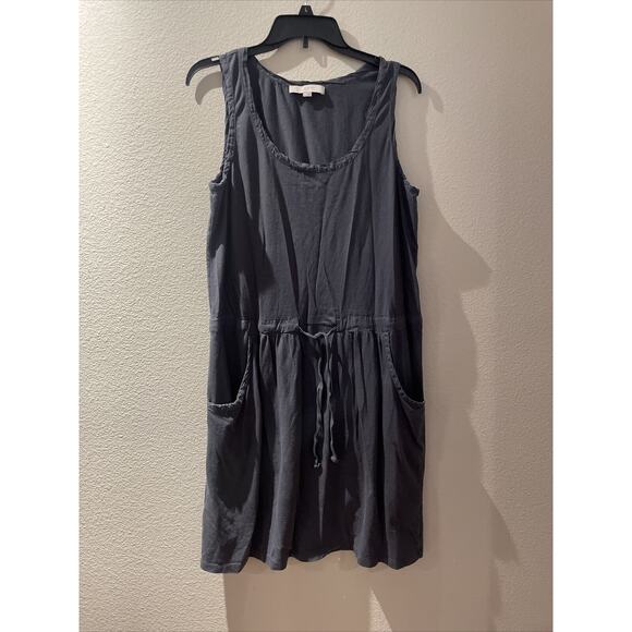 loft, grey knit sleeveless knee length dress, l - Picture 1 of 4